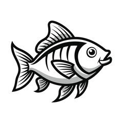 Fototapeta premium Cartoon vector fish swimming in tropical marine water