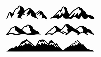 Fototapeta premium set of mountain peaks silhouette vector on white background