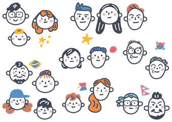 Obraz premium 外国人と国旗 グローバルシリーズ セットのストックイラスト素材 