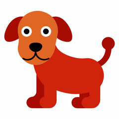 Vector Illustration Of A Cute Cartoon Dog With Orange Head And Red Body On White Background