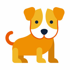 Cute Yellow And Orange Cartoon Dog Character Standing On A White Background Perfect For Childrens Illustration Projects