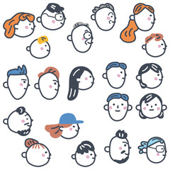 日本人と外国人　横顔　グローバルシリーズ　セットのストックイラスト素材
