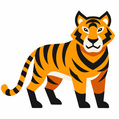 Vector Illustration Of A Majestic Tiger With Bold Stripes Standing Tall On A Clean White Background Depicting Strength And Grace