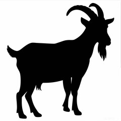Silhouette Illustration Of A Goat With Horns Standing In Profile On White Background Farm Animal Imagery Livestock Design