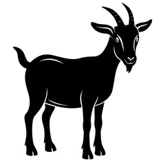 Illustration Of A Standing Goat Vector Silhouette Isolated On White Background For Graphic Design