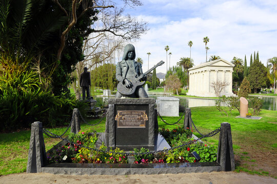 Los Angeles, California &ndash; February 27, 2025: Grave of Johnny Ramone (born John Cummings) at Hollywood Forever Cemetery, located at 6000 Santa Monica Blvd 