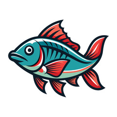 Aquatic vector fish illustration, a marine symbol