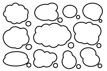 Set of vector speech bubble labels. Retro color special offer design elements, chat emblem, black callout