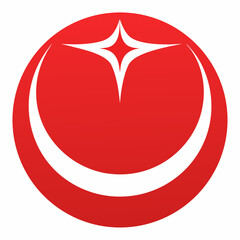 Red Circular Symbol With White Crescent And Star Abstract Design For Modern Logo Applications