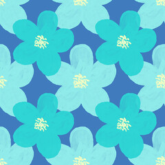floral seamless pattern with blue pastel flowers.