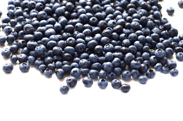 Forest blueberries, isolated on white background.