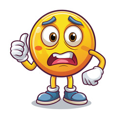Worried emoticon character with thumbs up