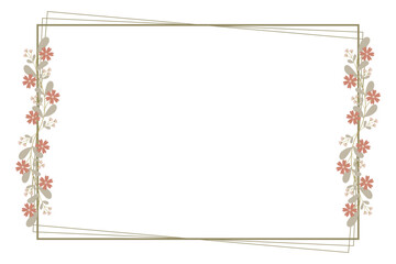 Obraz premium Rectangle Wreath Border Frame With Leaves And Brown Floral Decoration