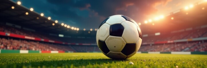 Fototapeta premium Soccer ball flying through the air, dynamic, action