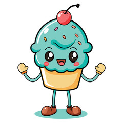 Cute cupcake character with cherry on top (1)