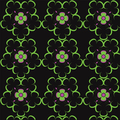 Seamless Neon Floral Pattern Design 