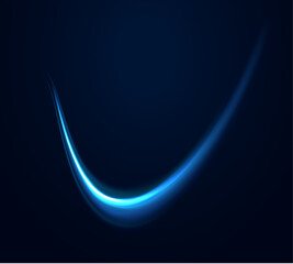 A luminous blue twirl spins elegantly over a dark backdrop. The smooth curve emits a radiant light, symbolizing motion and energy. Perfect for tech and futuristic themes. 