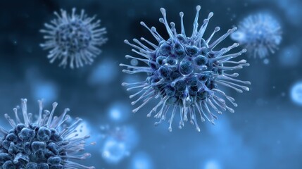 Fototapeta premium Microscopic Invaders: A Detailed Look at Viral Structures and Their Potential Impact on Health and the Importance of Scientific Research.