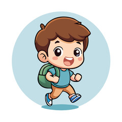 Cheerful Cartoon Boy With Backpack Ready For School Adventure Illustration