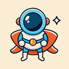 Adorable Cartoon Astronaut Character Design With Space Suit And Cape