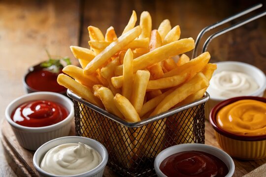 Delicious crispy french fries fast food restaurant food photography cozy setting close-up indulgence