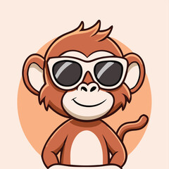 Obraz premium Cartoon Monkey With Sunglasses Adorable Character Graphic Illustration For Creative Designs