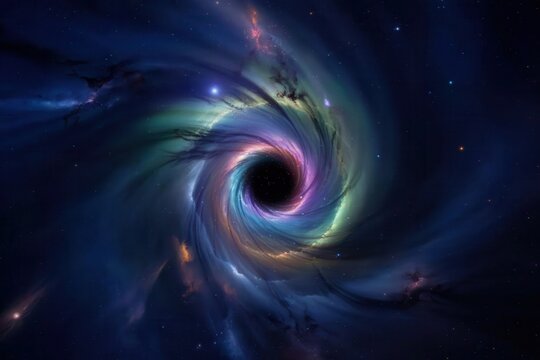 Dramatic cosmic event black hole formation outer space digital art cosmic environment vivid colors abstract concept