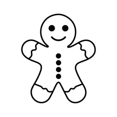 Gingerbread man silhouette line art