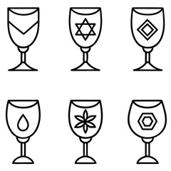 Simple Black Line Art Goblet Icon Set for Drinkware and Celebration Designs
