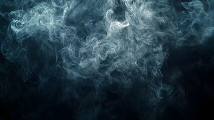 Obraz premium A dense, swirling cloud of white smoke or vapor against a dark background, creating an ethereal and mysterious atmosphere with intricate patterns and textures in the wisps of smoke