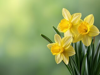 Obraz premium Vibrant yellow daffodils in full bloom, symbolizing spring's arrival.