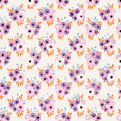 Elegant pastel floral bouquet vector pattern for wedding and branding