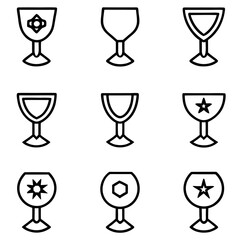 Collection of Outline Wine and Goblet Glasses icon set design