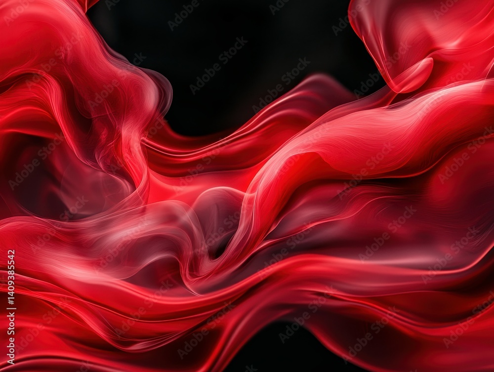 Poster fluid red waves create an elegant and dynamic abstract background.