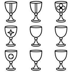 Collection of Outline Wine and Goblet Glasses icon set design