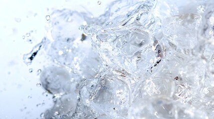 Water Splash with Sparkling Bubbles and Reflections in a Bright Environment