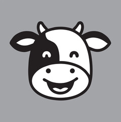 Cute illustration of funny face cow cartoon vector