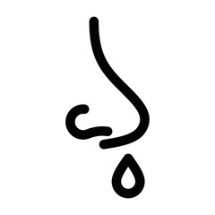 Nose with dripping drop line icon. Editable stroke.