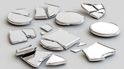 Shattered reflective circular and square fragments.