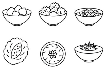 salad line art elegant leafy greens drawn in detail