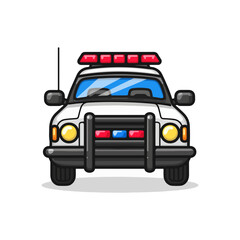 Cartoon Police Car Illustration Front View Design
