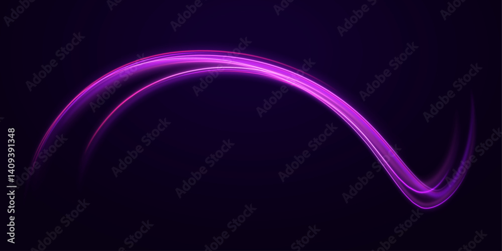 Wall mural neon swirls with light effect in the form of a spiral. laser beams, horizontal light rays. particle 