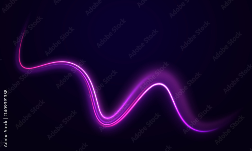 Wall mural neon swirls with light effect in the form of a spiral. laser beams, horizontal light rays. particle 