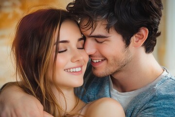 Happy Deaf Couple Embracing in Love Using Sign Language
