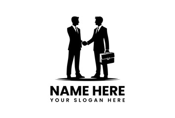 Stylized Businessmen Shaking Hands Vector Graphic. Partnership Collaboration Design