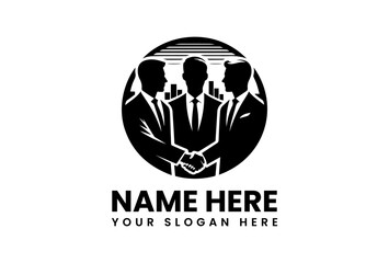 Monochrome Businessmen Handshake Illustration. Minimalist Corporate Art