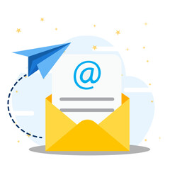 Online communication concept. email subscription. new message orders, minimal email sending, email subscriptions to send newsletters for promotions and product updates. 