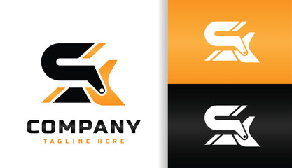 LETTER S WITH BULLDOZER SCOOP LOGO © bikzly