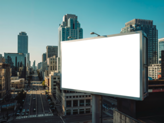 Blank Urban Billboard Mockup Over City Skyline