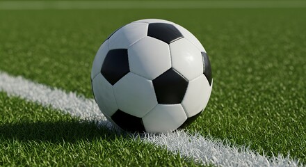 Fototapeta premium there is a soccer ball that is sitting on a soccer field